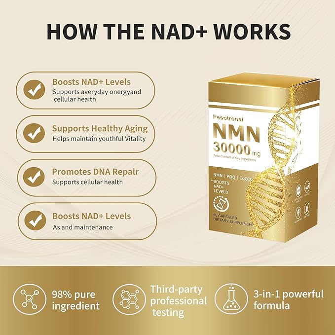NMN Supplement Real Nicotinamide Mononucleotide (NMN 500mg Capsules). The Most Powerful NA+ Precursor More Stable Than Riboside. We use 99% Pure Pharmaceutical Grade Stabilized NMN (60 Count)