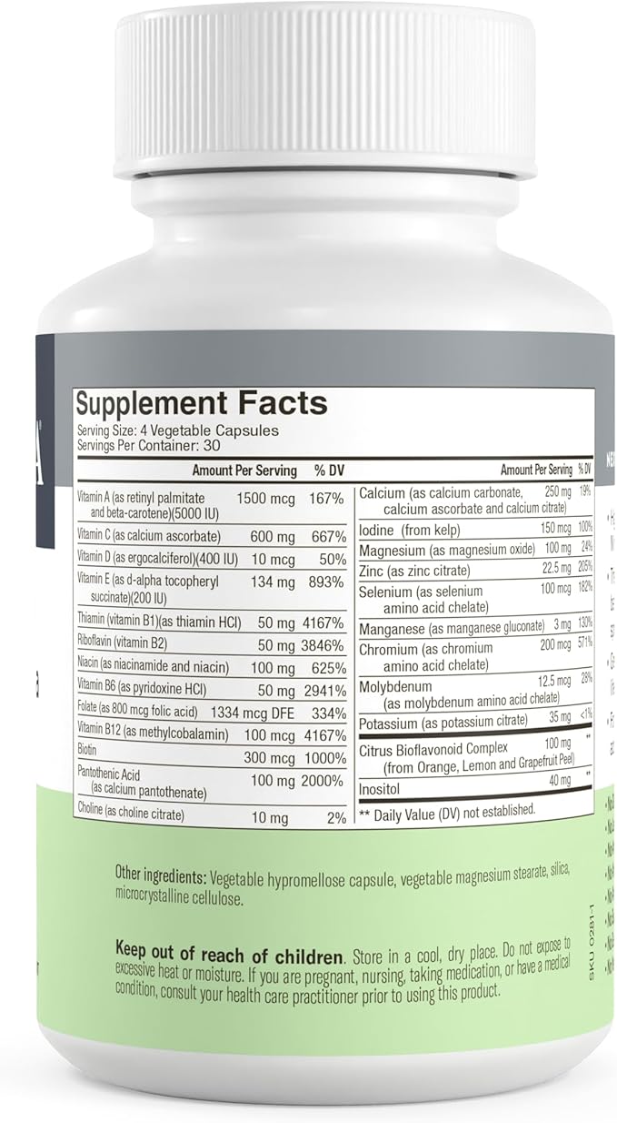 Freeda Maximum Strength Multivitamin – High Potency Daily Supplement for Active Adults (Men & Women) – Iron Free – SCD Diet Compatible – 120 Capsules – Ultra-Freeda