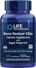 Life Extension Bone Restore Elite Calcium Supplement with Super Potent K2, Calcium, Vitamin D3, Magnesium, Boron, zinc, Vitamin K2, for Bone Health, Gluten-Free, Non-GMO, 120 Capsules