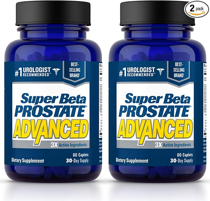 SUPER BETA PROSTATE Advanced – Promote Sleep, Support Bladder Emptying. Prostate Support Supplement for Men's Health with Beta Sitosterol, not Saw Palmetto. (120 Caplets, 2-Pack)