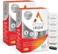 Active Iron Supplement 25mg, Clinically Proven to Increase Iron & Energy Levels, Maximum Absorption, Gentle, Non-Constipating, Avoids Nausea & Side Effects, 120 On-the-Go Foil Protected Capsules