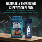 Vega Premium Protein + Supergreens, Chocolate – 20g Vegan Protein, Dairy & Gluten Free, 28.8 oz (25 Servings)