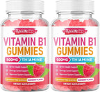 MEENCCD 2 Pack Vitamin B1 Gummies 500mg, Thiamine B1 Supplement Supports Energy Production, B1 Vitamin for Adults & Kids, Sugar-Free, Vegan, Raspberry Flavor, 120 Count
