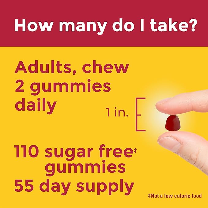 Nature Made Zero Sugar Vitamin D3 Gummies 2000 IU (50 mcg) Per Serving, Bone & Immune Support, Aspartame Free, 110 Vitamin D Gummies, 55 Day Supply, (Pack of 2)