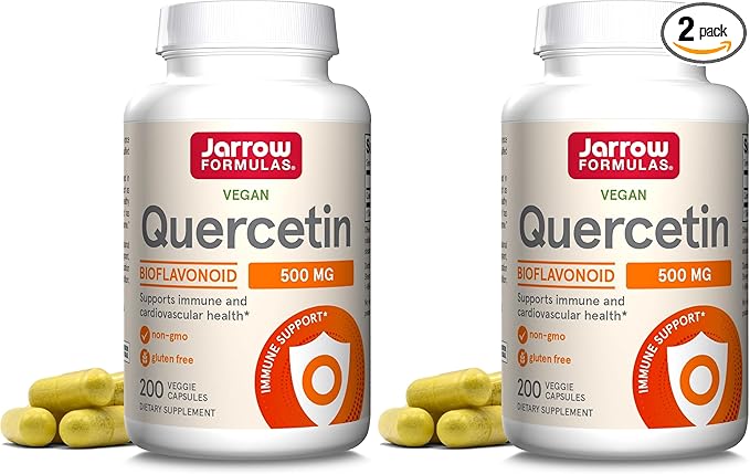 Jarrow Formulas Quercetin 500mg Capsules - 200 Veggie Caps - Supports Antioxidant Status,Cardiovascular Health & Immune Health - 200 Servings,(Pack of 2)