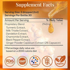 Turmeric Curcumin Complex Liquid Drops with Milk Thistle, Dandelion & Chamomile | High-Absorption Herbal Blend with Black Pepper & Ginger | Orange Flavor | 2 fl oz