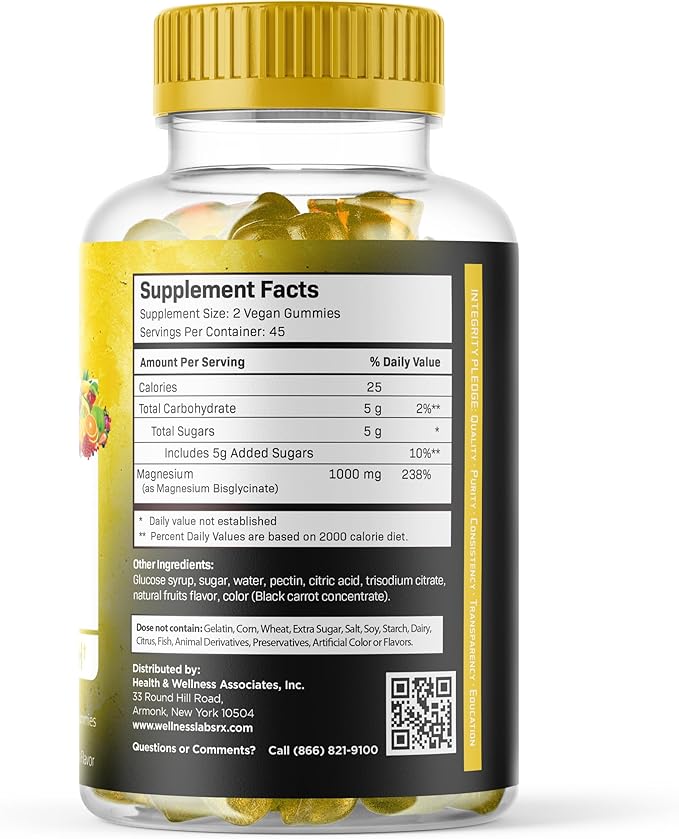 Magnesium Glycinate Gummies, 1000 mg - Magnesium Supplement to Support Relaxation, Heart Health - Chewable Calm Magnesio Gummies for Adults, Glicinato De Magnesio - Tropical Fruits Flavor
