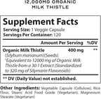Milk Thistle Liver Cleanse Detox & Repair Support Organic Supplement, 12000 Mg 120 Day 30X Seed Extract with Silymarin, MD Super Ultra Herbal Kidney Lung Renew Aid Health Formula Pills, 120 Capsules