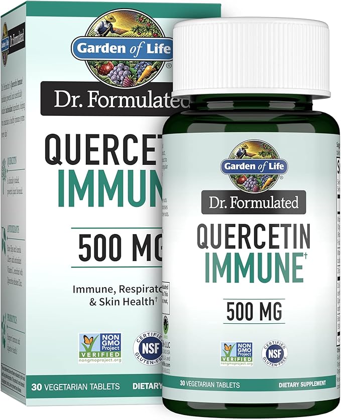 Garden of Life Quercetin Once Daily Immune System Support Supplement with Vitamin C, D & Probiotics – Dr Formulated – Immune Health, Respiratory and Skin Health, Gluten Free, Non GMO – 30 tablets