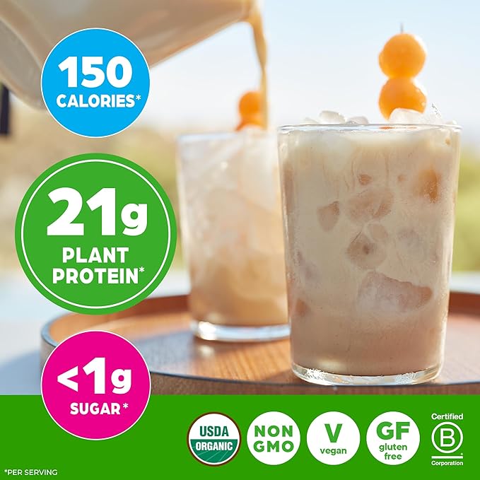 Orgain Organic Vegan Protein Powder, Horchata - 21g Plant Based Protein, 9g Prebiotic Fiber, Low Net Carb, No Lactose Ingredients, No Added Sugar, Non-GMO, For Shakes & Smoothies, 2.03 lb