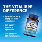 Vitalibre 10 in 1 Magnesium Complex, 420mg Elemental Magnesium | Ultra Strength, Max Absorption | Chelated Magnesium Supplement for Nerves, Bone & Heart Health | Non-GMO, 240 Vegan Capsules