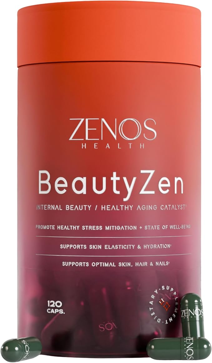 Zenos Health BeautyZen - Beauty Supplement for Hair Growth with DHT Blocker, Biotin Collagen Keratin & Antioxidants Supplement, Androgen Blocker, Anti Aging, Keratin Complex - Made in USA, 120 Caps