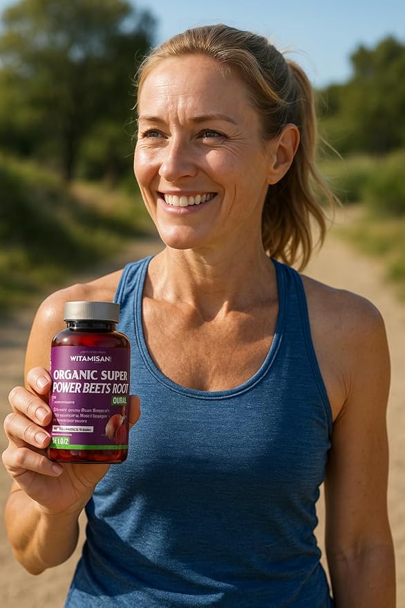 VITAMISAN Organic Super Powder Beets Root 8000 – Nitric Oxide Support with 20:1 Beet Extract, Grape Seed, Collagen & Magnesium – Non-GMO, Gluten Free Beetroot Powder Capsules