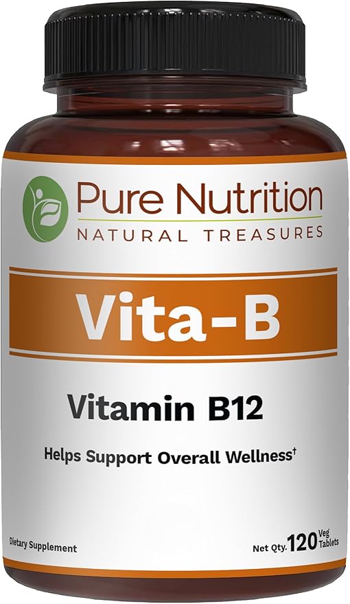 Pure Nutrition Natural Vitamin B12 1500mcg (Methylcobalamin) | 120 Veg Tabs | Vitamin B12 Supplement Helps Support Metabolism, Blood Cells, and Nerves Function* | Non GMO