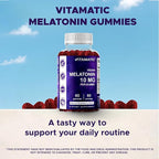 Vitamatic Melatonin 10 mg Vegetarian Gummies – Non-Habit Forming – 60 Gummies per Bottle – 4-Pack (Total 120 Vegan Gummies)