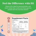 Chewable Vitamin D Gummies for Kids - Delicious Vitamin D 1000 IU Per Serving - Toddlers Immune Support Gummies - Berries Flavored Supplement for Bones Health & Muscles - Gelatin Free - 60 Count