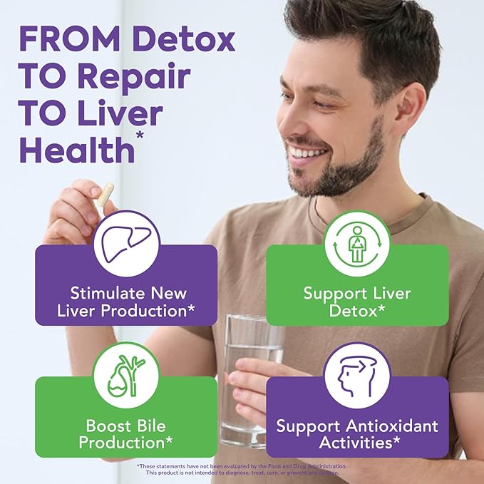 4-in-1 Milk Thistle Complex for Men & Women, Milk Thistle Extract with 240mg of Active Silymarin, 80% Std, with Dandelion, Choline, Zinc, Liver Detox & Repair, Non-GMO, Once Daily, 90 Veggie Caps