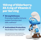 Smurfs Kids Elderberry Drops | Liquid Vitamin C and Elderberry for Kids Immune Support | Ages 1 & Up | Vegan Non-GMO & No Artificial Flavors or Colors | No Added Sugar | Berry Flavor | 30 Servings