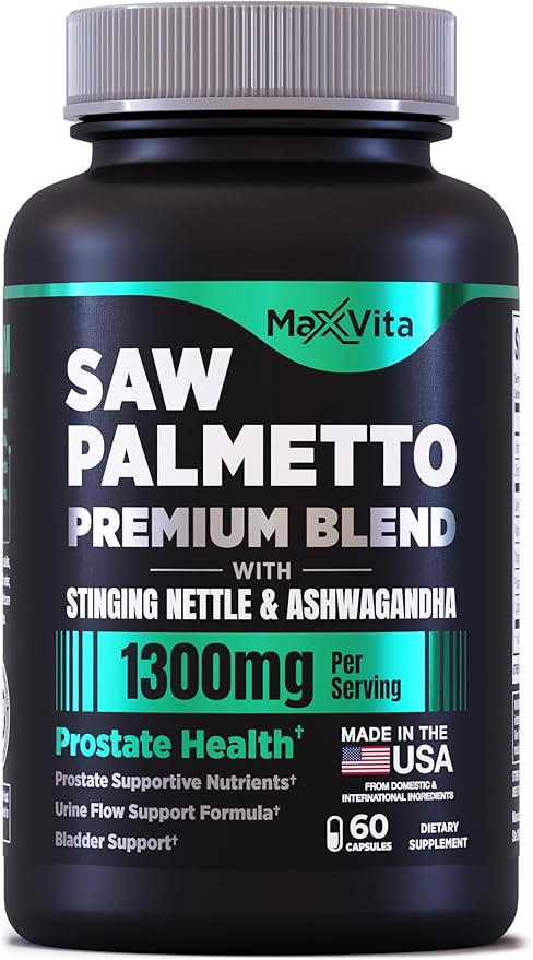 MaxVita Prostate Premium - Saw Palmetto for Men, Stinging Nettle, Ashwagandha, Lycopene, Bladder & Urinary Relief, Prostate Supplement for Men, 60ct
