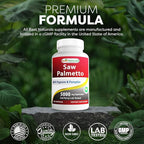 Best Naturals Saw Palmetto 10:1 Extract Prostate Supplements for Men - 120 Capsules - Made with Pygeum Bark 4:1 Extract & Pumpkin Seed Powder