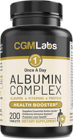 Premium Albumin Complex - Egg White & Whey Protein Blend with Royal Jelly & Essential Amino Acids - Daily Muscle Recovery & Nutrition Supplement - 200 Tablets