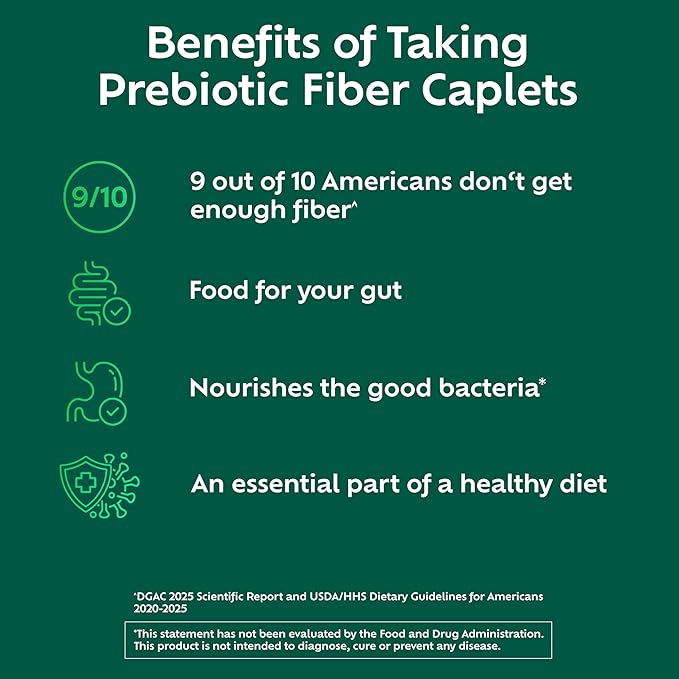 Benefiber Prebiotic GLP-1 Friendly Fiber Supplement Caplets, 84 Count