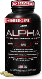 Alpha JYM X Advanced Testosterone Booster - Vitality, Optimization, DHEA, Ashwagandha, Boron, Shilajit, Fenugreek, Eurycoma, Damiana, Quercetin, DIM, JYM Supplemental Science (240 Capsules)