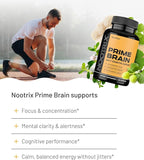 Nootrix Prime Brain Nootropic Supplement | Supports Memory, Mental Focus, Cognitive Health & Energy | Promotes Healthy Mood & Brain Function | Ginkgo Biloba, Lion's Mane & L Theanine | 180 Capsules