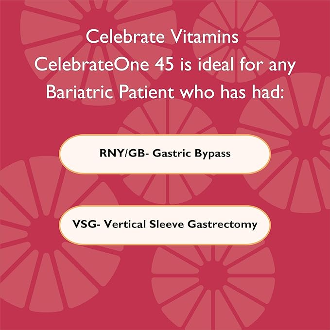 Celebrate Vitamins CelebrateONE 45, 45mg Iron - Once Daily Bariatric Multivitamin, Essential Vitamins & Minerals - Gastric Bypass & Sleeve Gastrectomy Supplement (90 Capsules)