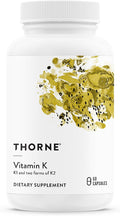 THORNE - Vitamin K - Vitamins K1 and K2 (as MK-4 and MK-7) Capsule Supplement - Supports Strong Bones* - Clinically Studied Ingredients - Third-Party Certified - Gluten, Dairy & Soy-Free - 60 Capsules