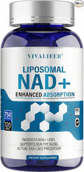 Liposomal NAD+ Supplement 750mg - 120 Capsules NMN Alternative Superior Absorption & Bioavailability -True Nicotinamide Adenine Dinucleotide for Cellular Energy, DNA Repair Support & Healthy Aging