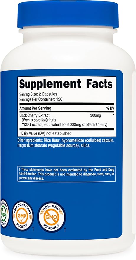Nutricost Black Cherry Extract 240 Capsules for 120 Servings - Vegan, GMO-Free, Gluten-Free