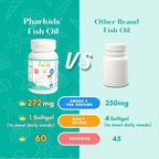 Kids' Fish Oil – 272mg Omega-3 DHA & EPA for Brain, Vision & Immune Support – Orange Flavor Fish-Shaped Soft Gels – 60 Servings