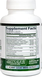 Horny Goat Weed Complex Supplement with Maca Root, Tongkat Ali, L-Arginine & Panax Ginseng – Energy, Stamina, Circulation & Vitality Support for Men & Women – Herbal Adaptogen Blend – 60 Capsules