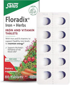 Floradix Iron Tablets - Iron Supplement with B Vitamins, Folic Acid, Vitamin C & More - Energy Support - Vegetarian & Gluten-Free - 80 Tablets (80 Servings)