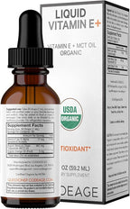 Codeage Liquid Vitamin E+ - USDA-Certified Organic Vitamin E - 2-Month Supply - D-Alpha Tocopherol Acetate, Organic MCT Oil, Orange Fruit Oil, Unflavored, Non-GMO, Vegan, Gluten-Free, 2 fl oz