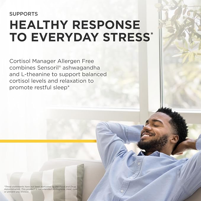 Integrative Therapeutics Cortisol Manager Allergen Free - Adrenal Health Support Supplement for Healthy Stress Response* - Vegan, Non-Dairy & Gluten-Free - 90 Capsules (45 Servings)