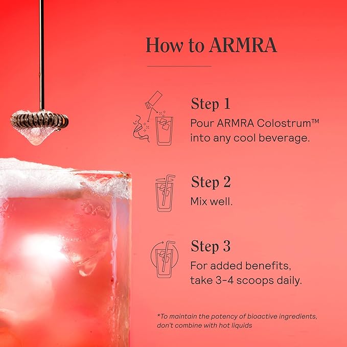 ARMRA Colostrum Powder | Vine Watermelon | Gut Health & Bloating | Skin & Hair | Immunity | Keto, Gluten & Fat-Free | 90 Servings
