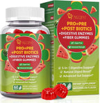 Migcopat Pre Post Probiotics Gummies, Probiotic Prebiotic Postbiotic Digestive Enzymes with Fiber, 120 Billion CFU Probiotics - Digestive Health, Sugar Free, Vegan, Watermelon, 60 Gummies