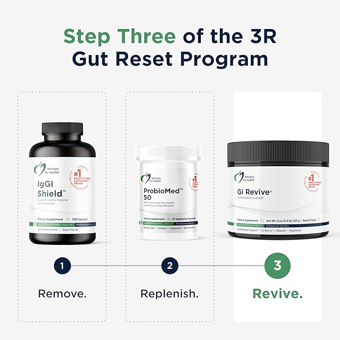 Designs for Health GI Revive Gut Health Powder - L Glutamine & Citrus Pectin for Digestive Health + Slippery Elm, Marshmallow Root & Cat's Claw for Healthy Intestinal & Gut Lining Support* (28 Servs)