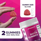 Vitamatic Biotin Gummies 10,000 mcg for Stronger Hair, Skin & Nails - 240 Vegan Gummies - Also Called Vitamin B7