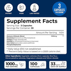 We Like Vitamins Phosphatidylserine Supplement with Gingko Biloba, Gotu Kola, DMAE - Improves Focus, Memory, Cognitive Function - Soy-Free 1000mg Memory Ultimate Complex - 100 Easy-to-Swallow Capsules