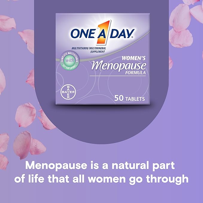 One A Day Women's Menopause Multivitamin with Vitamin A, Vitamin C, Vitamin D, Vitamin E and Zinc for Immune Health Support, Bone health, 50 Count (Packaging May Vary)
