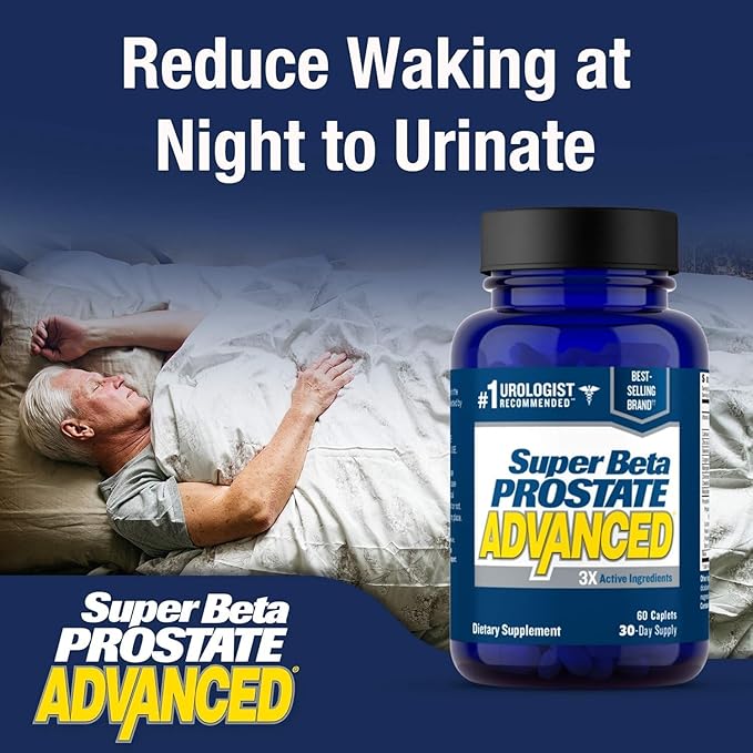 SUPER BETA PROSTATE Advanced – Promote Sleep, Support Bladder Emptying. Prostate Support Supplement for Men's Health with Beta Sitosterol, not Saw Palmetto. (240 Caplets, 4-Pack)