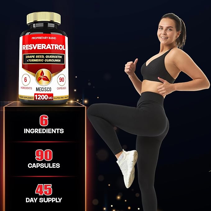 Trans Resveratrol Supplement with Grape Seed, Milk Thistle, and More - Resveratrol - 6 Herbal Supports for Immune System, Heart Health, Body Management - 90 Capsules