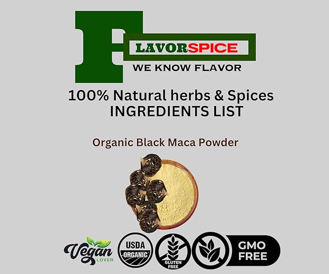 Raw Peruvian Organic Black Maca Powder 1LB | for Men & Women Vegan Superfood, Gluten Free & Non GMO