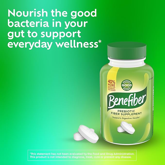 Benefiber Prebiotic Fiber Supplement Caplets,84 Count (Pack of 2)