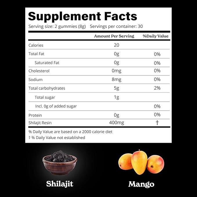 Better Alt Pure Himalayan Shilajit Gummies with Shilajit |High Potency Gold Grade| 60 Gummies for Energy Boost & Immune Support, 75 Percent + Fulvic Acid| Travel Friendly Mango Flavor