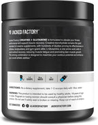 Jacked Factory Creatine + Glutamine - Creatine Supplement with L-Glutamine for Muscle Recovery, Muscle Growth, Increased Strength, Enhanced Energy Output, and Gut Health - 30 Servings, Blue Raspberry