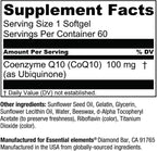 Essential Elements CoQ10 100mg Softgels for Heart, Brain, and Vascular Support - Comprehensive Coenzyme Q10 Supplement Formulated for Optimal Absorption - 60 Count, 2 Month Supply